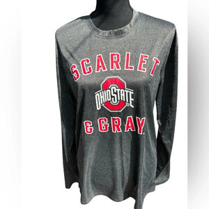 OHIO STATE LONG SLEEVE SCARLET & GRAY ATHLETIC AUTHENTIC APPAREL JERSEY SIZE MED